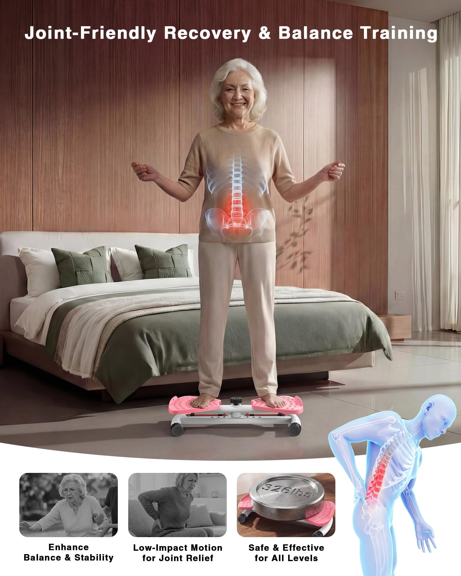 Waist Twister Machine Exercise, 326 lbs Ab Twister Board for Exercise, Waist Twister for Home Gym, Balance Training & Fat Burning, Noiseless Workout Equipment for Women & Men - Twist Exercise Machine