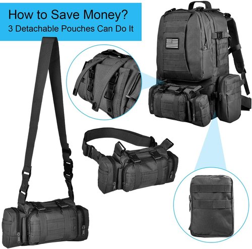 CVLIFE Tactical Backpack - 60L Military Rucksack with Detachable Molle System for Outdoor Adventures