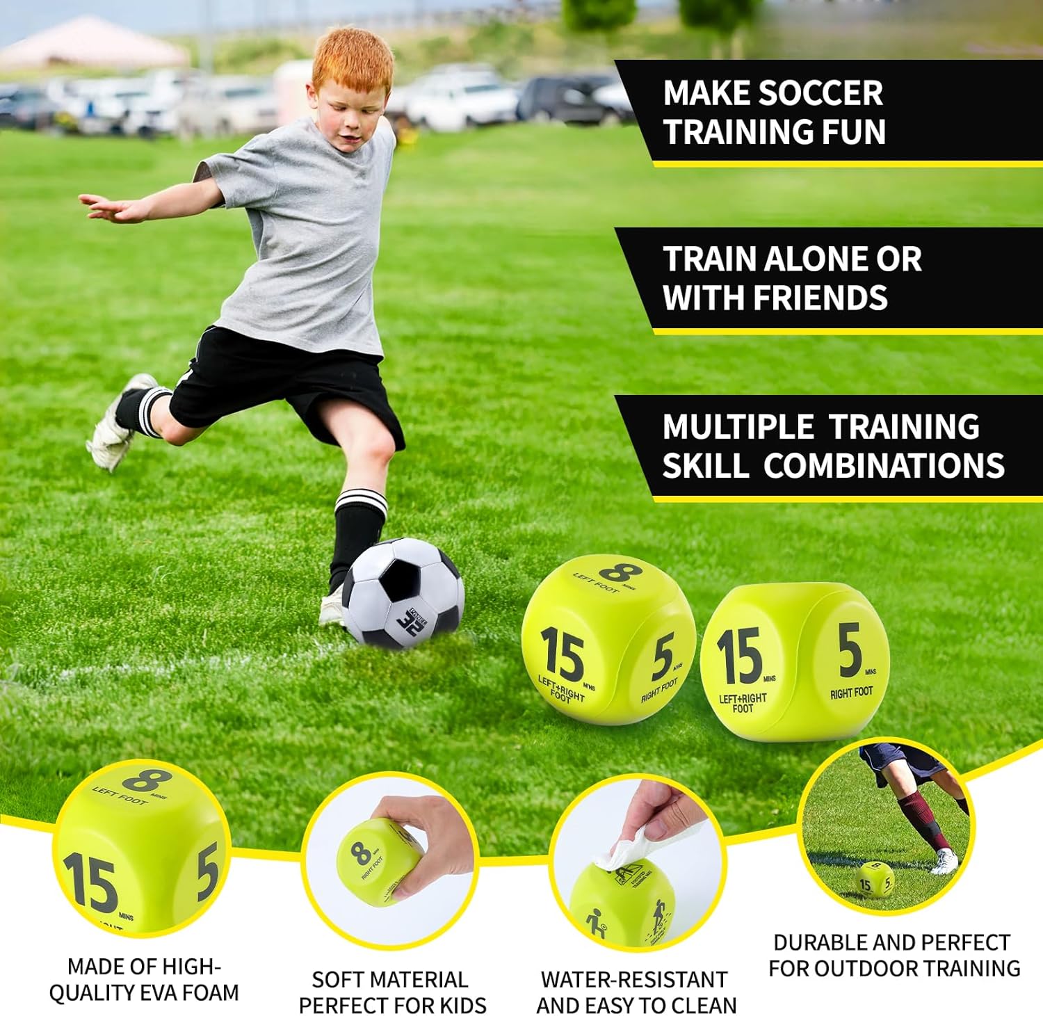 Skiennix Kids Soccer Goals - Portable Foldable Practice Nets with Training Equipment Set for Outdoor Fun