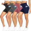 FULLSOFT Biker Shorts for Women - High Waisted Tummy Control with Pockets | 4 Pack, Ideal for Yoga & Gym