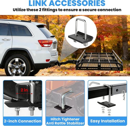 Aluminum Hitch Cargo Carrier by [Brand Name] - 1000LBS Capacity with Ramp | 53” x 29” x 9” for SUVs & Trucks