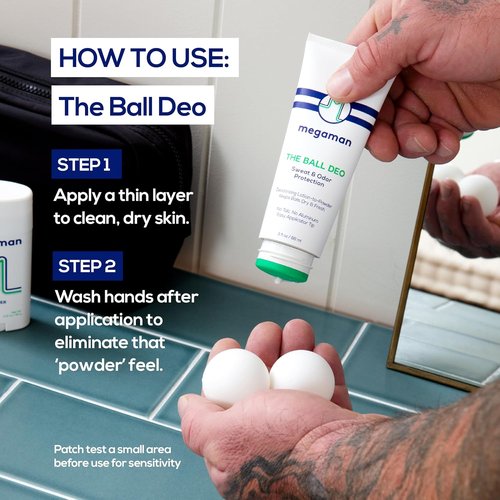 Megaman Ball Deo - Men's Ball Deodorant | Sweat, Chafe, Odor & Irritation Protection | 3 Fl Oz