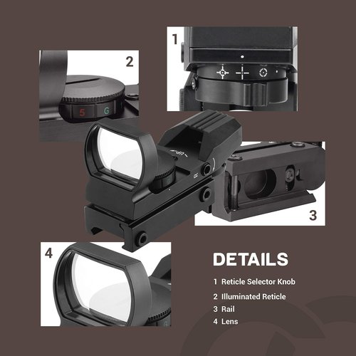 ESSLNB Red Dot Scope 4 Reticles Gun Sight Scope Reflex Sight for Airsoft Guns Pistol Shotgun with 20/22mm Picatinny Rail Mount (Black Sight Scope)