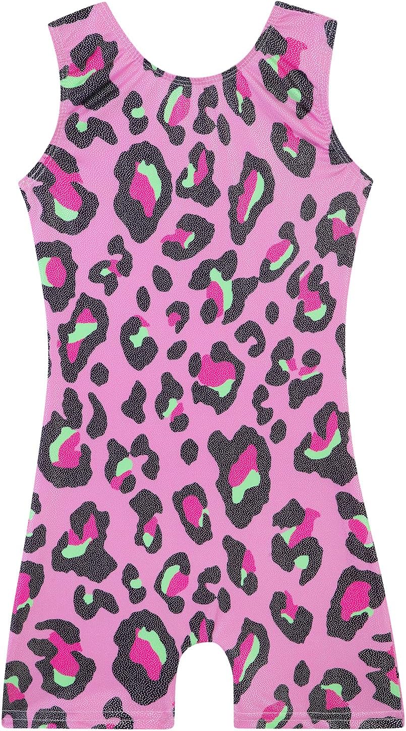 Skiennix Leotards for Girls - Shiny Mermaid Unicorn Design | Toddler Dance Wear in Rainbow Blue & Hot Pink