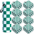 SmoothNovelty 12 Pcs Golf Towels Bulk for Bags Microfiber Waffle Pattern Golf Towel with Clip 16'' x 16'', Ultra Absorbent Quick-Dry, Mini Tournament Yoga Fitness Men's Gifts(Emerald Green)