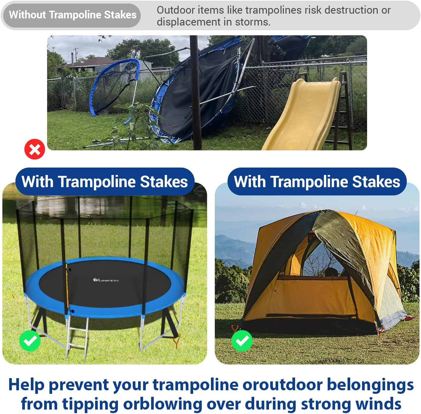 Skiennix Trampoline Anchor Stakes - Heavy Duty Steel Corkscrew Shape for Tents & Canopies