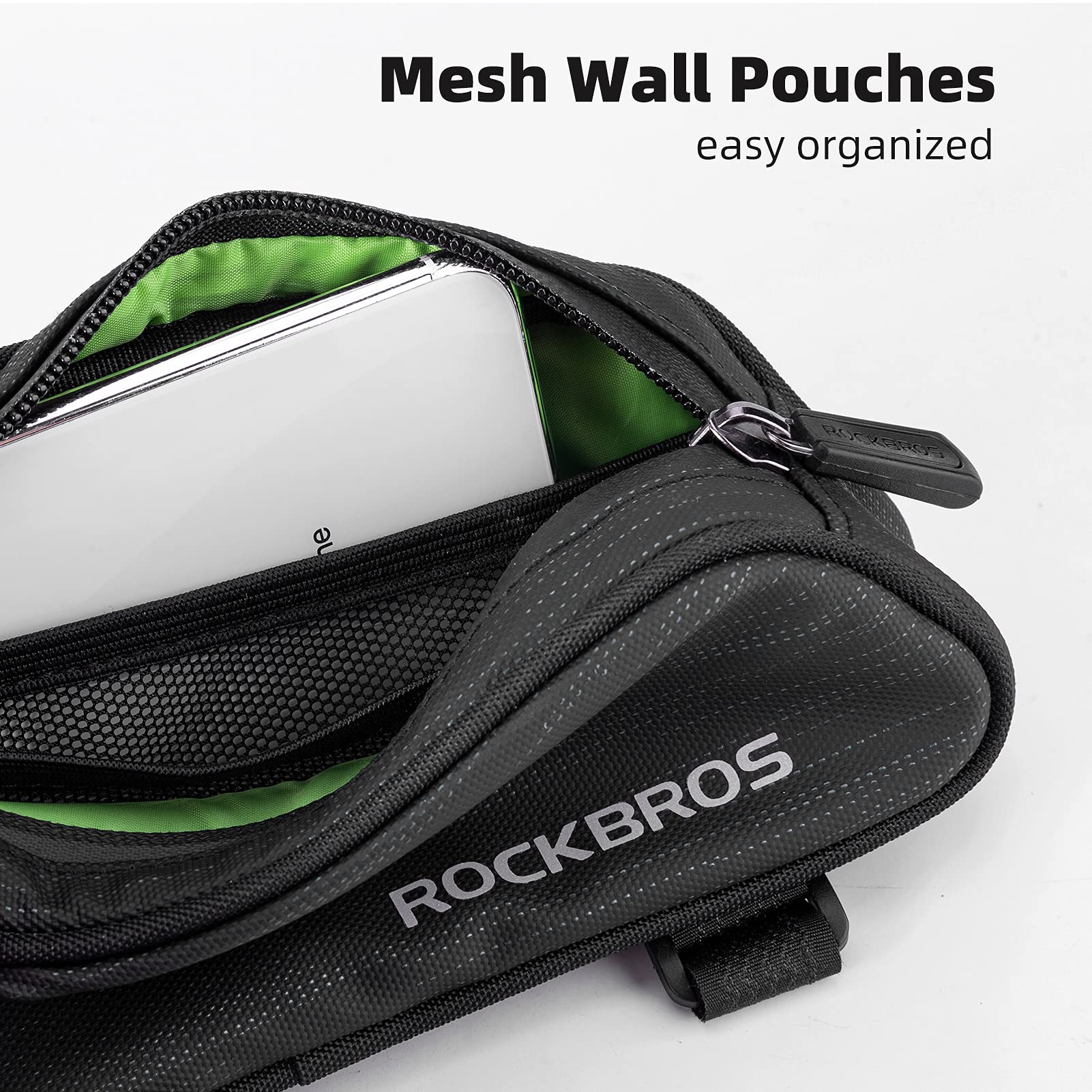 ROCKBROS Top Tube Bike Bag Bike Frame Bag Bicycle Bag Bike Pouch Pack Cycling Accessories for Road Mountain Bike Compatible with iPhone 11 XS Max XR Fit 6.5”