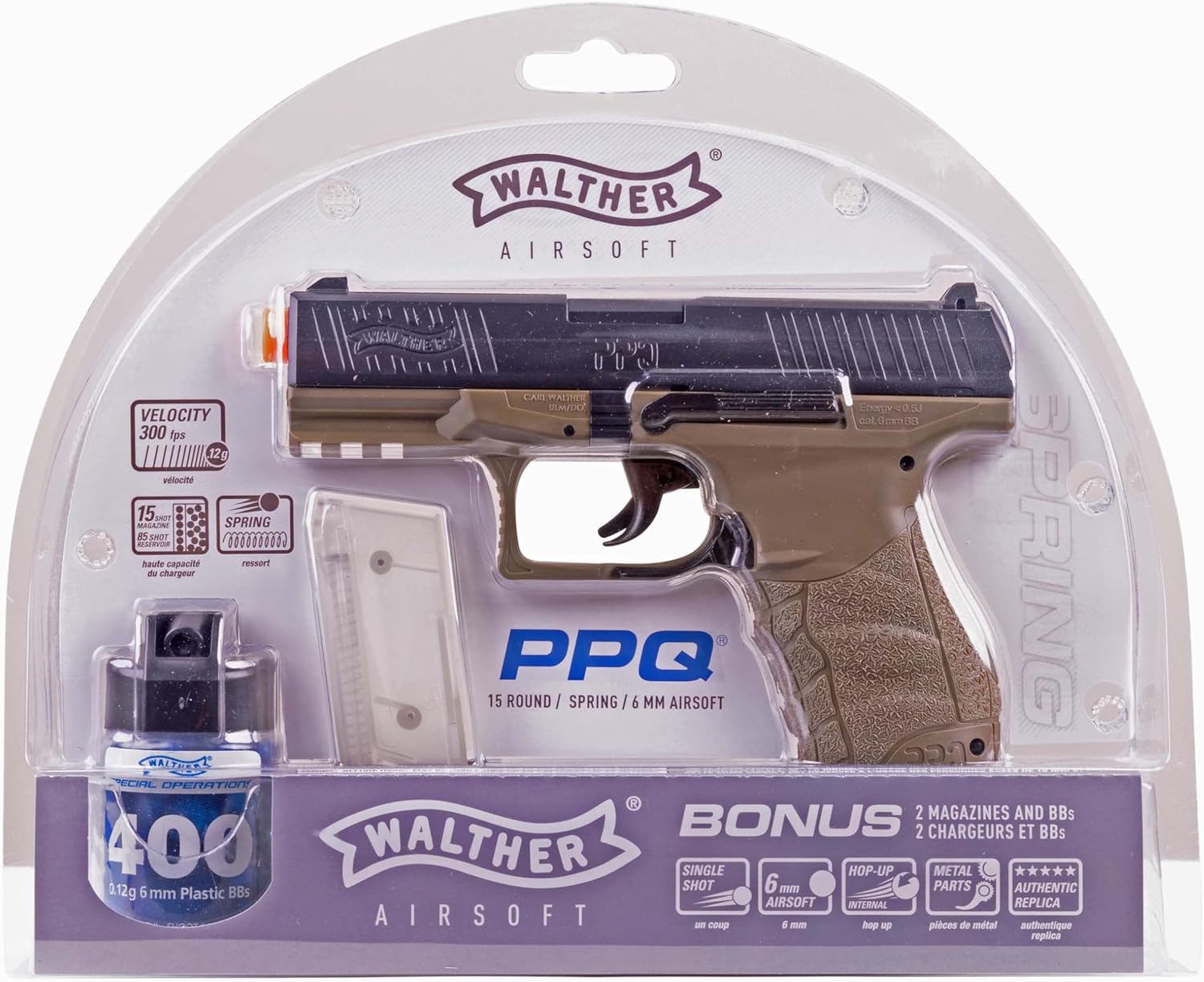 Umarex Walther PPQ Airsoft Gun - Authentic 6mm BB Pistol for Realistic Shooting Experience