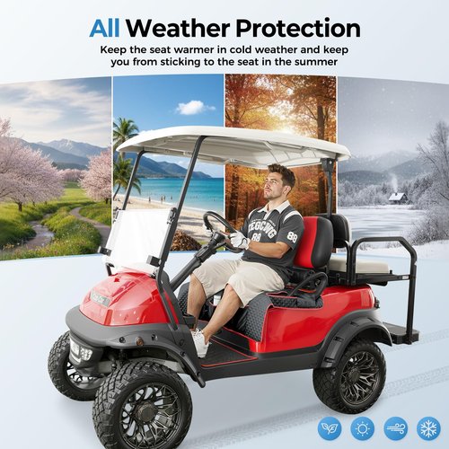 Tecoom Golf Cart Seat Covers for Club Car, EZGO, Yamaha, Universal Front Golf Cart Seat Towel Blanket with Armrest Strap 4 Pockets, 48.4"x31.5", Keeps Seat Comfortable and Clean, Golf Gift, Black