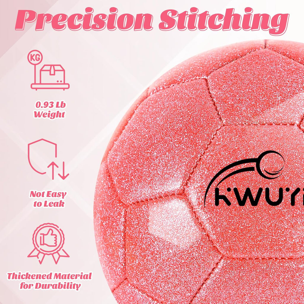 Skiennix Glitter Soccer Ball - Pink Gold Purple Youth Training Ball with Pump | Sizes 3-5 for Kids 4-12