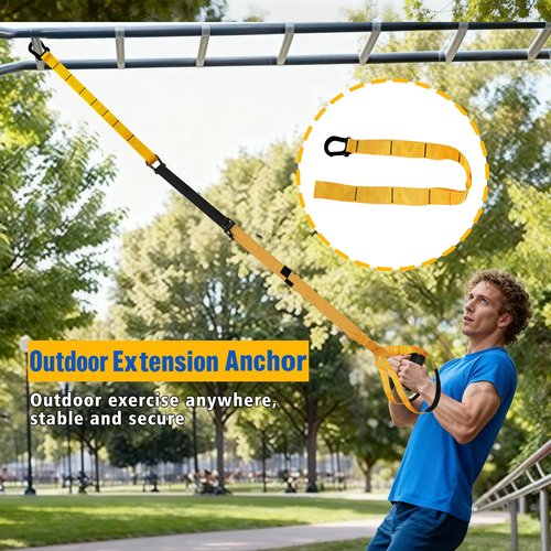 Home Resistance Training Kit, Full Body Workout Straps with Handles, Heavy Duty Bodyweight Resistance Bands, Door Anchor for Home Gym, Portable Indoor & Outdoor Fitness Equipment(Yellow)