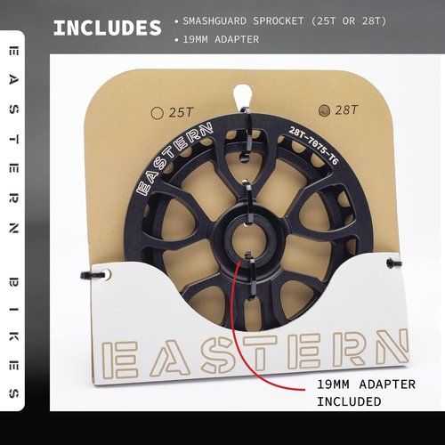 Eastern Bikes Smashguard BMX Sprocket with Built-in Guard, 25T or 28T CNC Machined 7075-T6 Alloy, Durable BMX Chainring for Freestyle & Park Riding (25T)