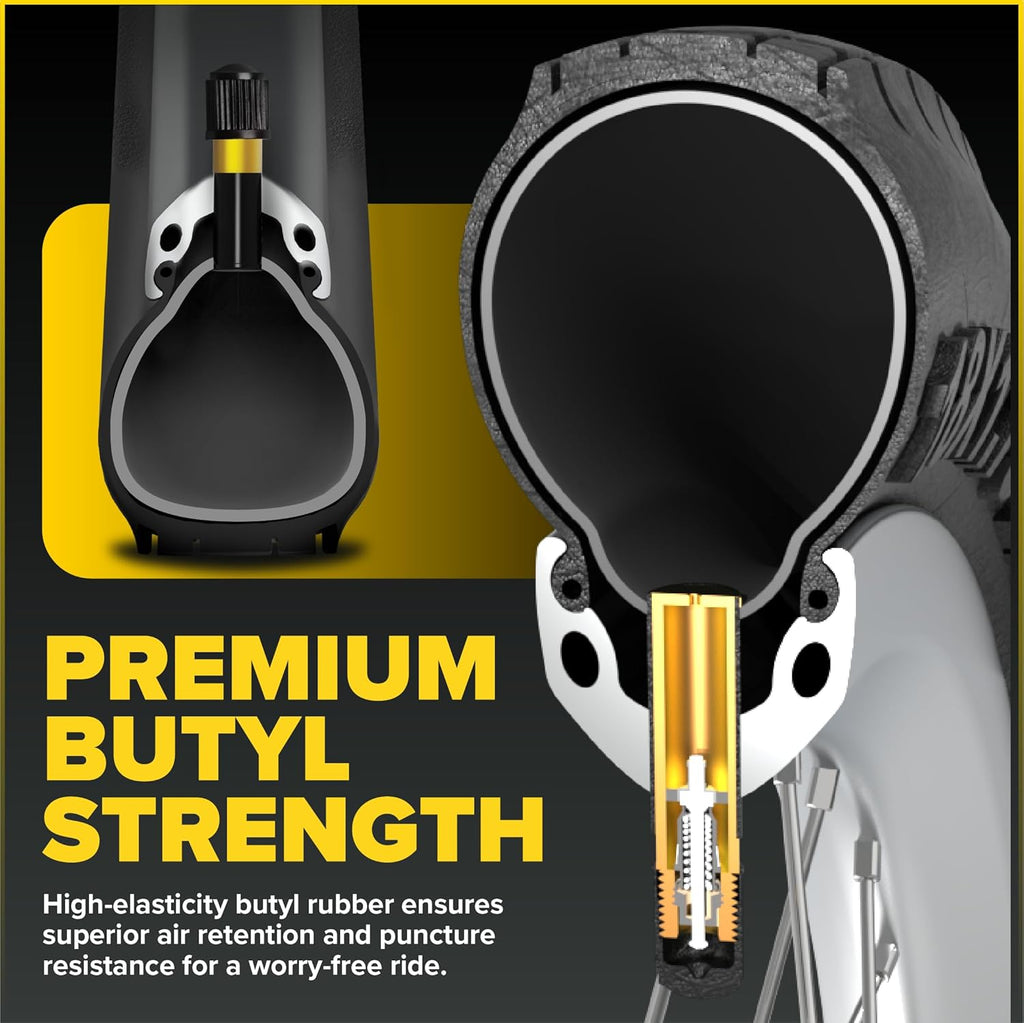 Ultraverse Bike Inner Tubes - Durable Butyl Rubber 26 x 1.75, 1.95, 2.10, 2.125 - Schrader Valve - Set of 2