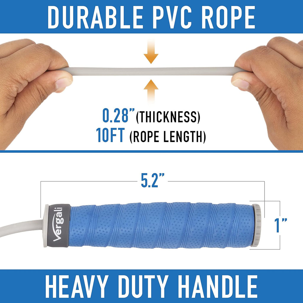 Weighted Jump Rope for Fitness (1 lb) with Women and Men's Exercise Guide. Comfy Grips. Tangle Free, Adjustable Jumprope. Heavy Adult Skipping Jumping Rope for Full Body Workout. Boxing, Cardio, Gym