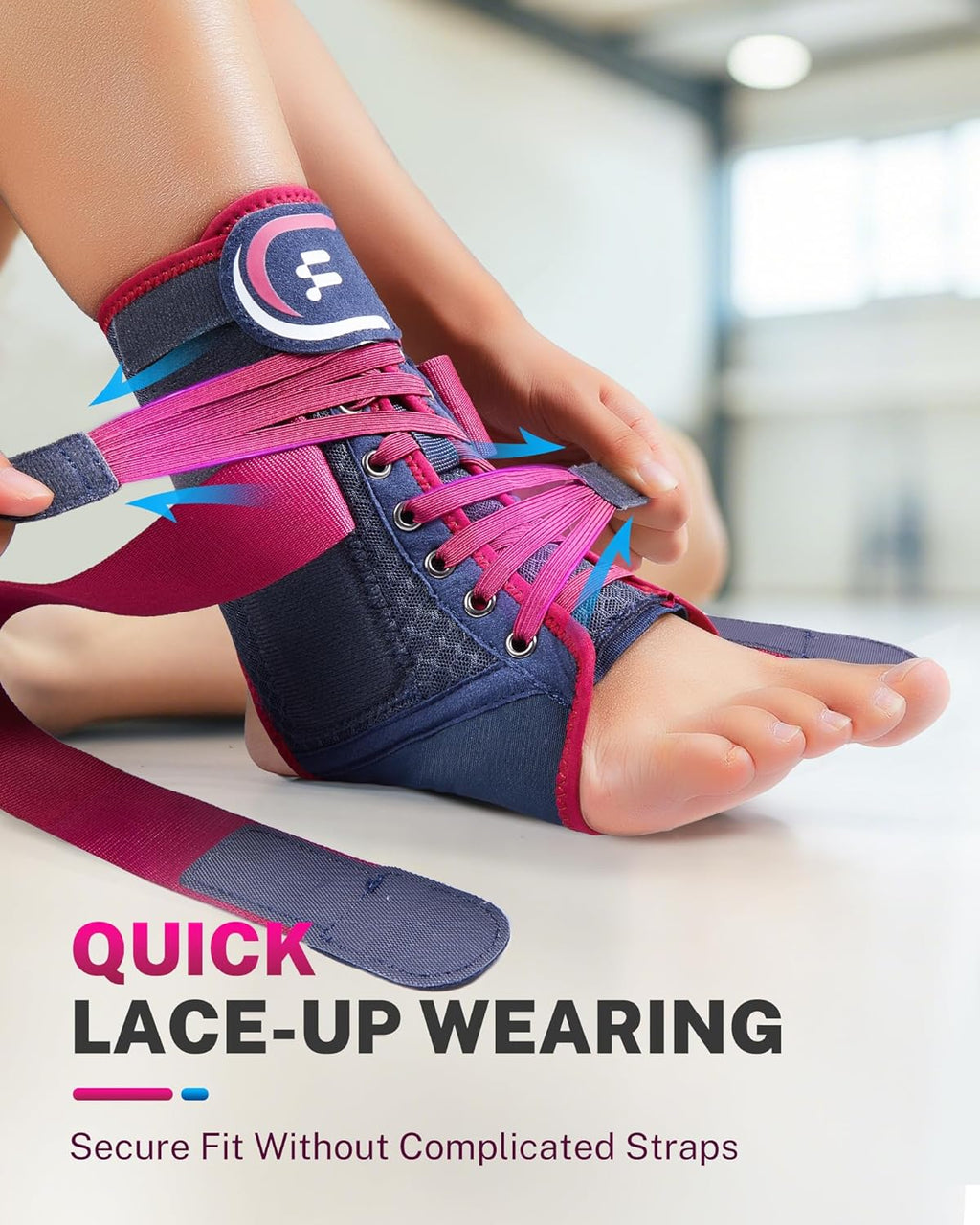 Skiennix Ankle Brace - Adjustable Figure 8 Compression Support for Achilles Tendonitis & Sprains | Size M