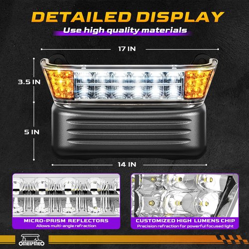 Club Car Precedent LED Headlight with Bumper, 12V Golf Cart Headlight Kit for Club Car Precedent 2004-UP Electric Golf Carts, DOT Approved Street Legal Club Car Headlight, OEM# 102524801, 10252480-1