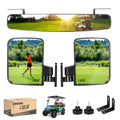Universal Golf Cart Wide Angle Convex Rear View & Folding Side Mirror Kit, Compatible with Club Car, EZGO, Yamaha Models