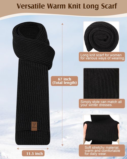 Women Beanie Scarf Gloves Headband Set, Winter Fleece Lined Hat Ear Warmer Knit Scarf Women Gloves Gift Set 4 in 1