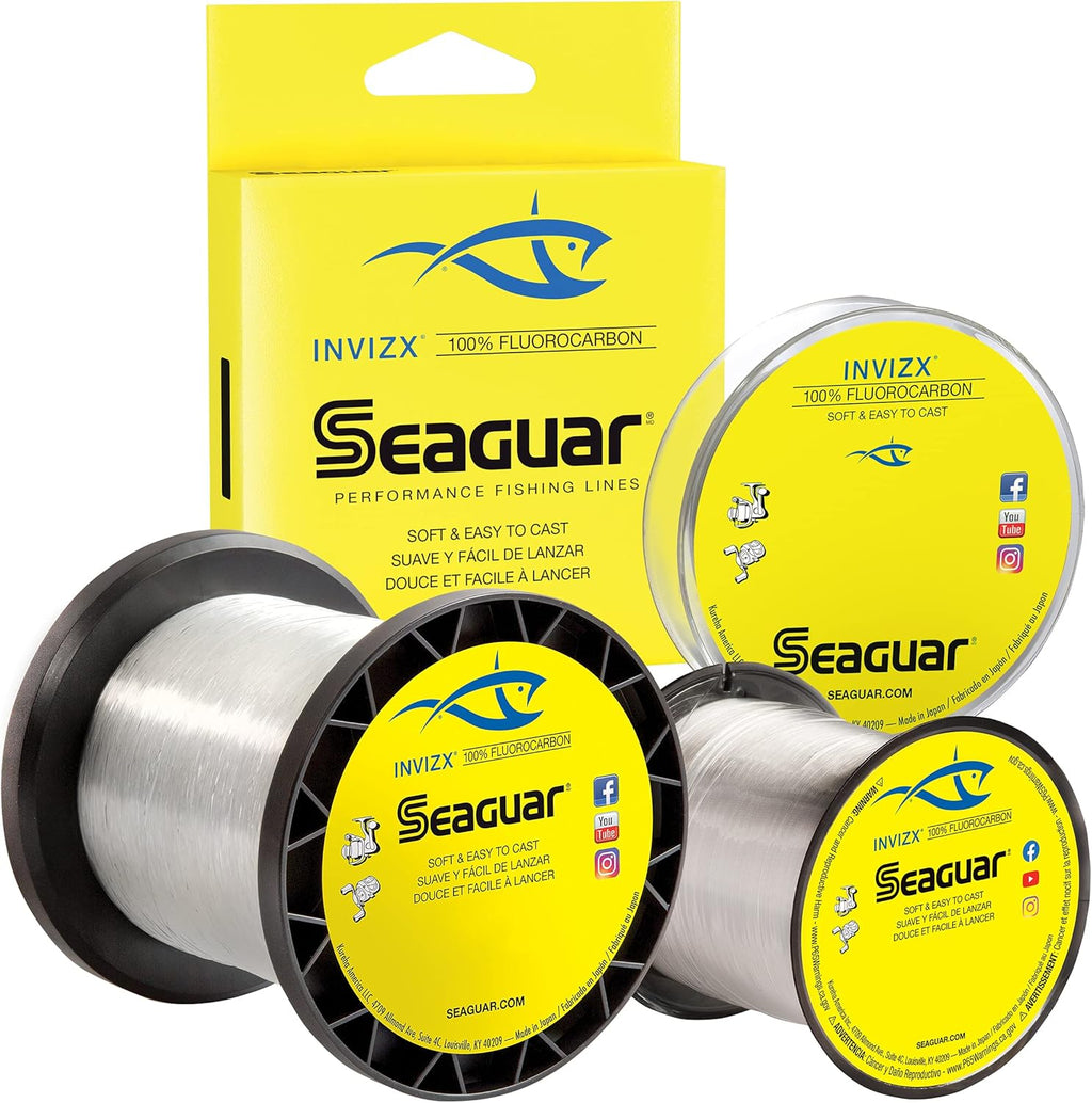 Seaguar InvizX Fishing Line - 100% Fluorocarbon for Freshwater Casting & Live Bait | Clear, Multiple Sizes