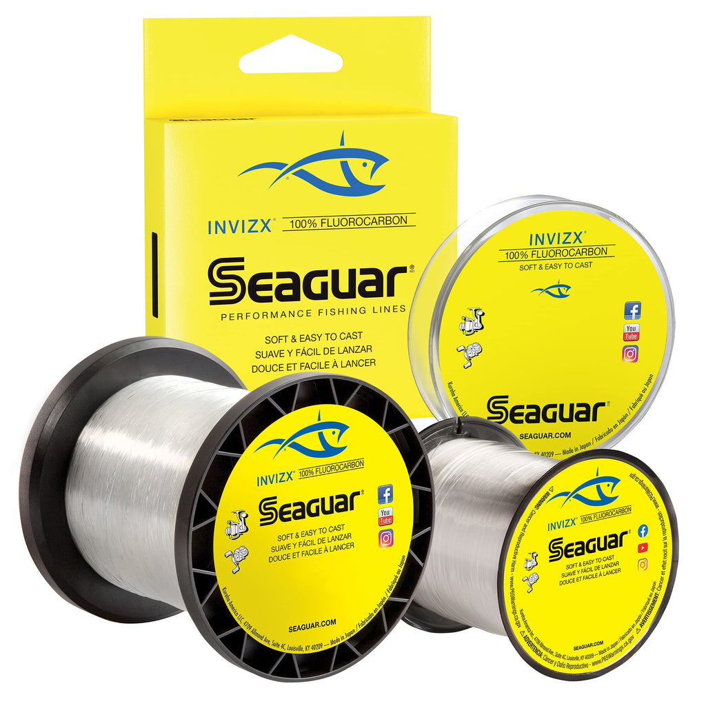 Seaguar InvizX Freshwater 100% Fluorocarbon Fishing Line 8lbs, 1000yds Break Strength/Length, clear - 08VZ1000