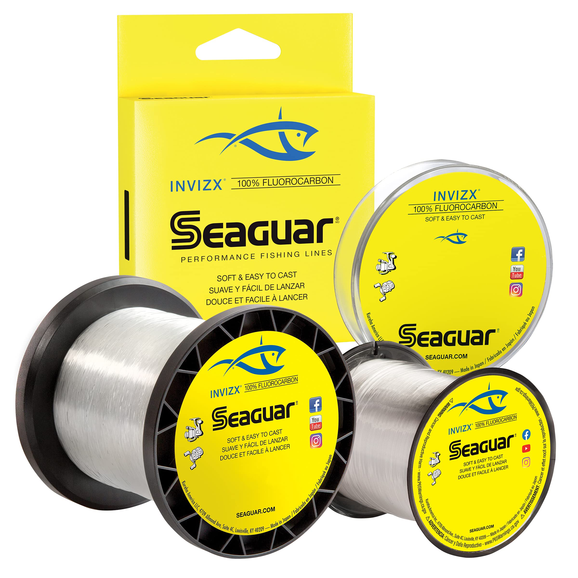 Seaguar InvizX Freshwater 100% Fluorocarbon Fishing Line 8lbs, 1000yds Break Strength/Length, clear - 08VZ1000