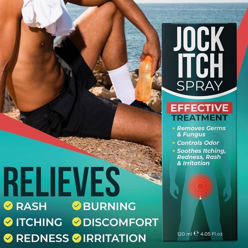 Jock Itch Spray - Antifungal Relief for Itchy Skin in Groin & Inner Thighs | Fast Absorption & Soothing Formula