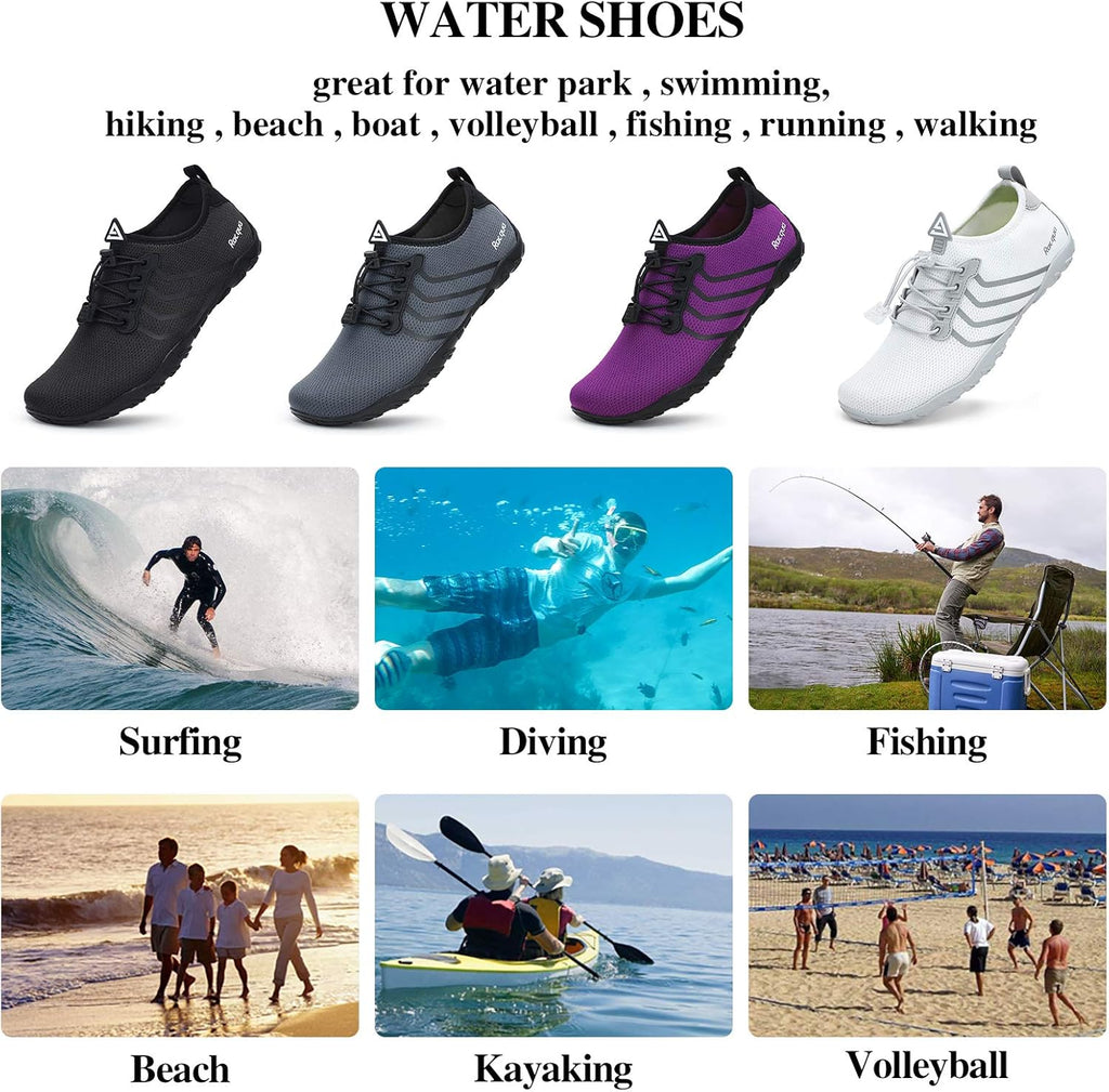 Racqua Water Shoes - Quick Dry Barefoot Aqua Sports Footwear for Men & Women | Ideal for Beach & Pool