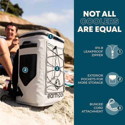 Earth Pak Insulated Backpack Cooler - Holds 24 or 35 Cans for 72 Hours | 100% Waterproof Design for Outdoor Adventures
