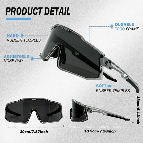 ActHose Polarized Sports Sunglasses for Men Women, UV Protection Lightweight Goggles for Driving Fishing Cycling Running