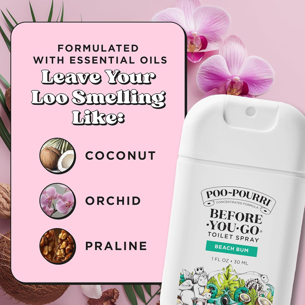 Poo-Pourri Pocket Toilet Spray - Travel Essential Odor Deodorizer | Beach Bum, 1 Fl Oz, TSA Approved