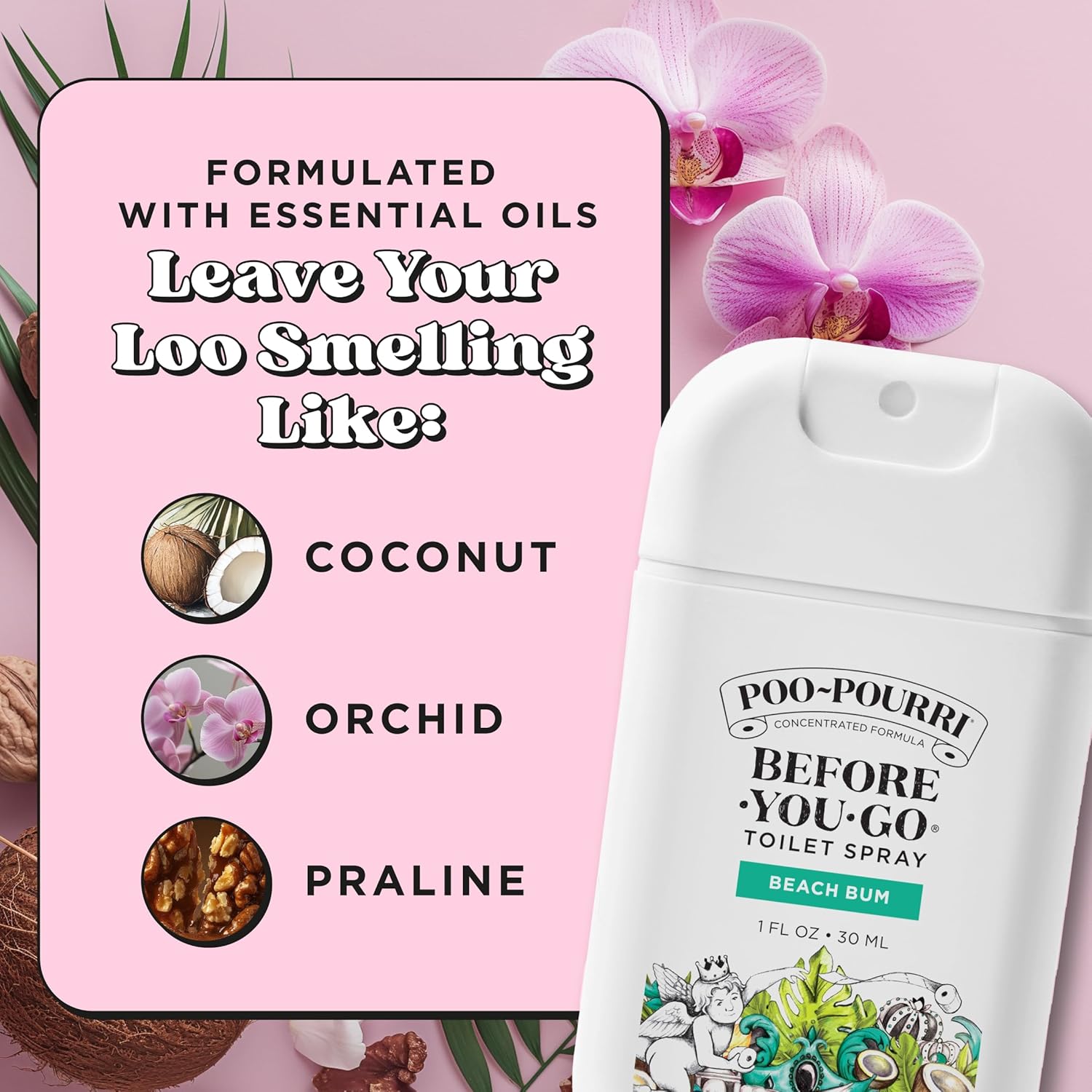 Poo-Pourri Pocket Toilet Spray - Travel Essential Odor Deodorizer | Beach Bum, 1 Fl Oz, TSA Approved