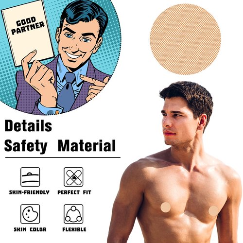 Vicenpal 150 Pairs Men Nipple Cover Running Anti Chafing Protector Nip Tape Nip Patch Adhesive Nipple Guard for Runners(Skin Color)