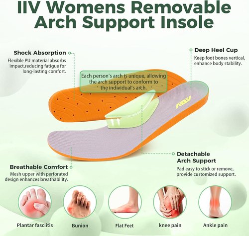 IIV Women's Walking Shoes - Comfortable Arch Support Sneakers for Plantar Fasciitis | Sizes US 5.5-11