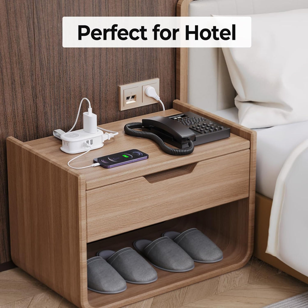 ORICO Travel Power Strip - 4 Outlets & 3 USB Ports (1 USB-C) | Compact 4FT Extension Cord for Hotels & Cruises