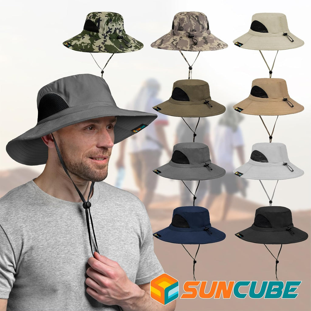 SUN CUBE Wide Brim Sun Hat | UV Protection Fishing & Hiking Hat | UPF 50+ Boonie for Men & Women