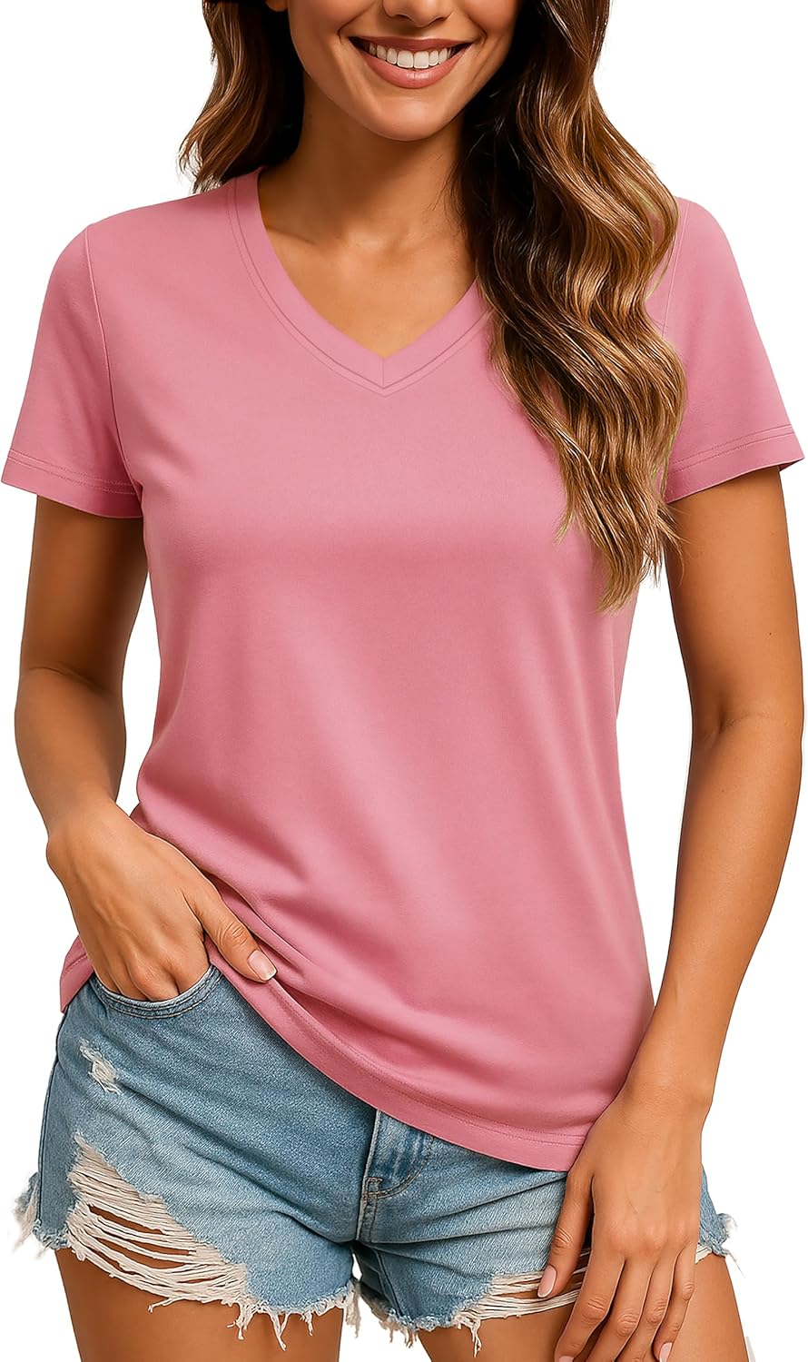 TACVASEN Women's V-Neck Athletic Tee - UPF 50+ Sun Protection & Quick-Dry Fabric | Short Sleeve Workout Top