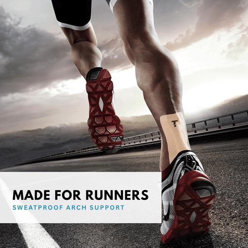 Plantar Fasciitis Tape, 20 Applications - Precut Kinesiology Tape Strips for Foot Soreness Relief - Also Great for Shin Splints - Includes 20 2x10" Strips & 40 2x5" Strips (Nude, 20 Count)