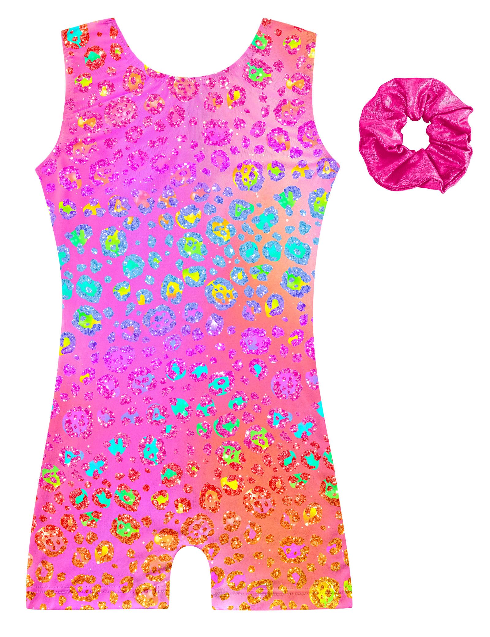 Alikhonf Leotards for Girls Gymnastics Kids Sleeveless Biketard with Shorts Sparkly Dance Tumbling Outfits