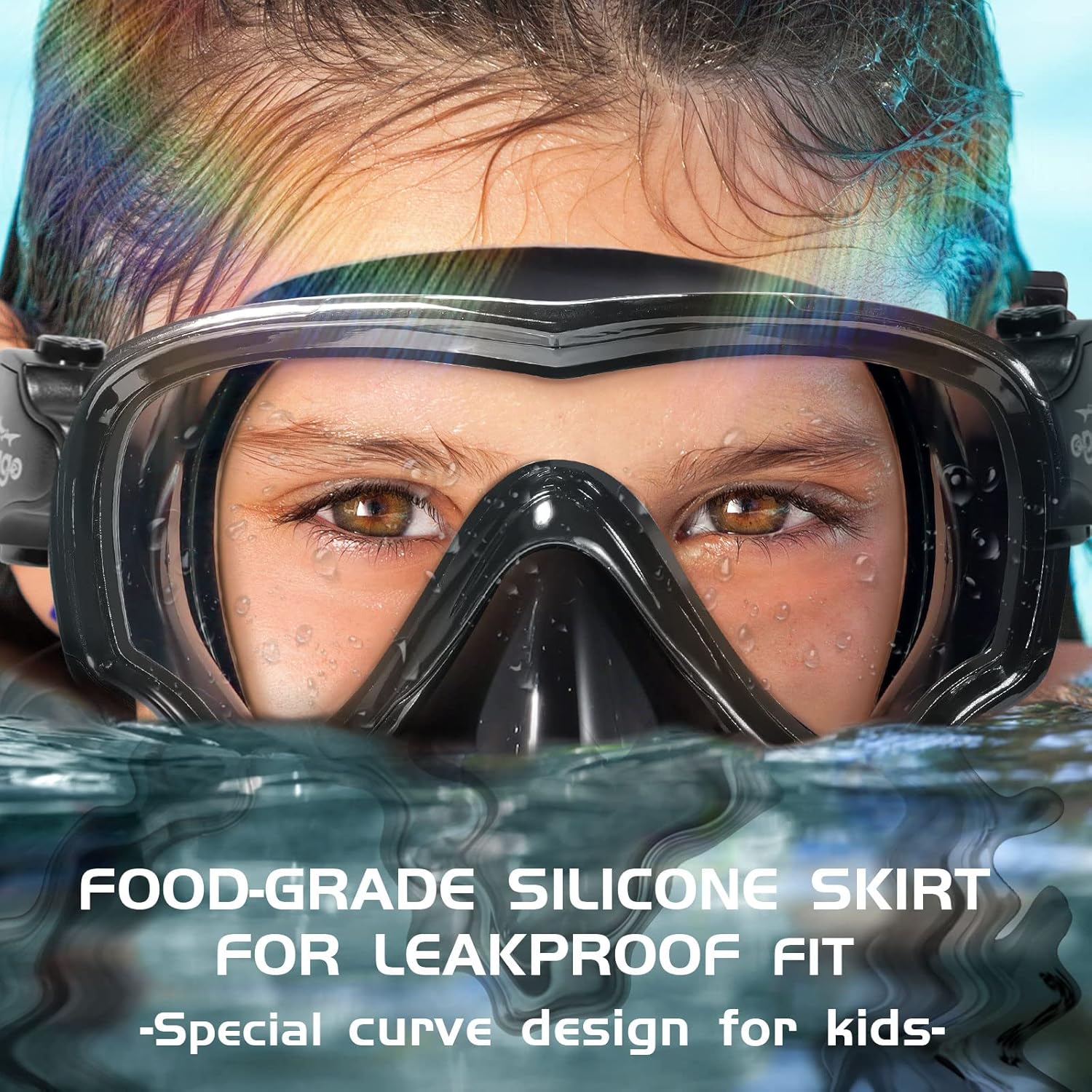 Seago Kids Swim Goggles - Anti-Fog Snorkel Diving Mask for Youth (Ages 5-15) | 180° Clear View