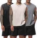 Eisctnd Men's Sleeveless Muscle Tank Tops - Cotton Acid Wash Workout Tees for Running & Beach