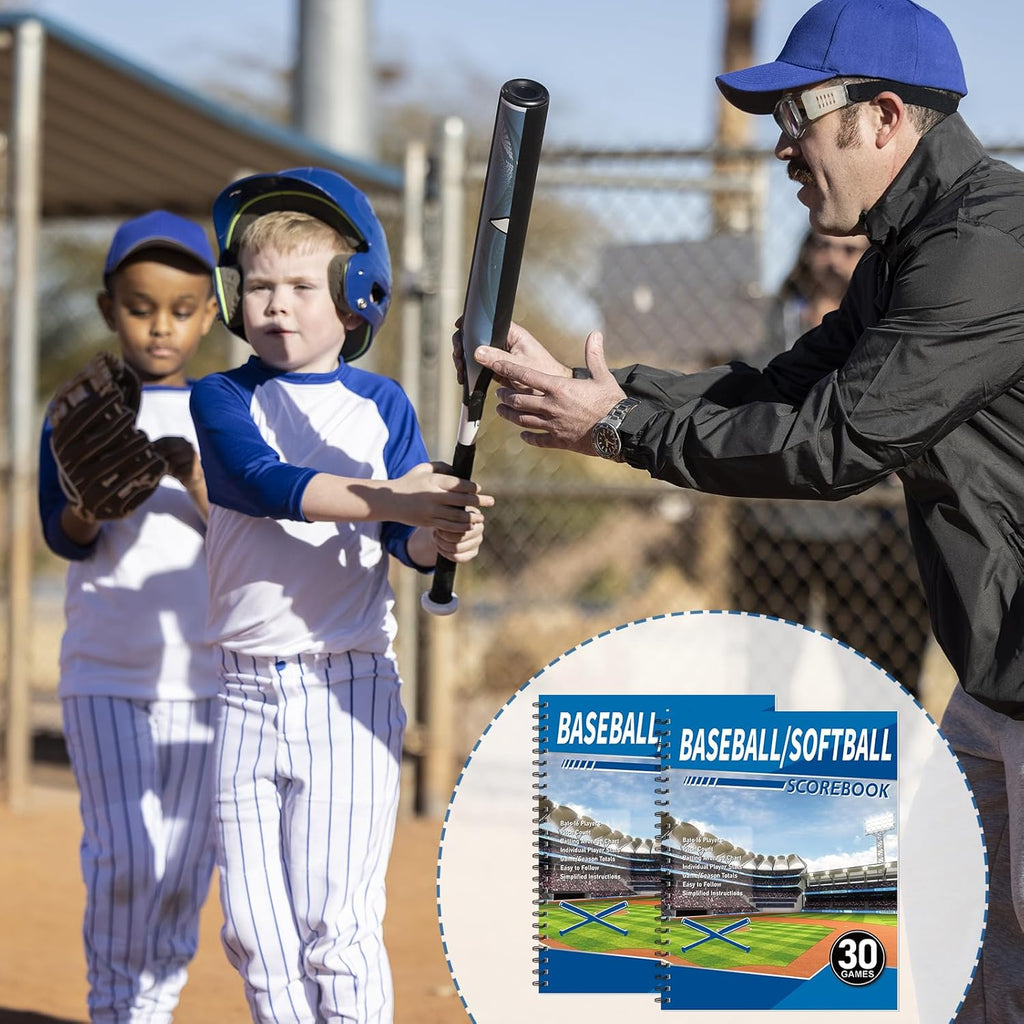 Skiennix Baseball Scorebook - 2 Pcs Softball Score Keeping Book for 30 Games | 11 x 14 Inches
