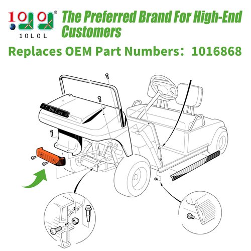 10L0L Club Car DS Front Bumper,1993-up Gas & Electric Golf Carts - Replaces OEM 1016868