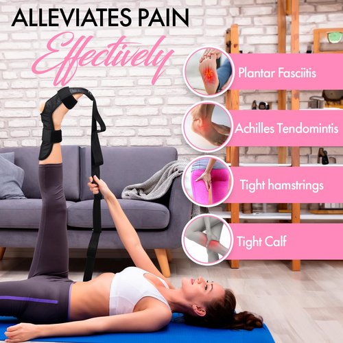 Stretch Strap with Loops for Foot and Calf - Ideal for Physical Therapy, Achilles Tendonitis Relief, and Plantar Fasciitis - Perfect for Yoga, Gymnastics, and Flexibility Training
