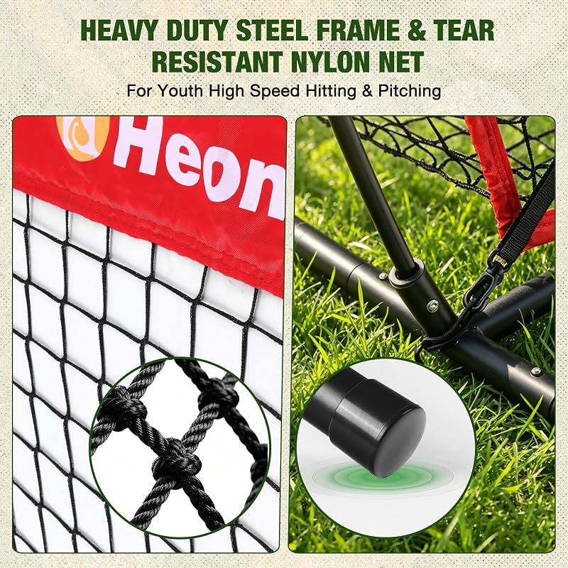 6x6ft Baseball Hitting Net | 5-Minute Quick Setup, Red