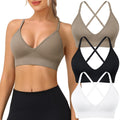 WANAYOU Sports Bras for Women - Deep V Neck Adjustable Criss Cross Back Bralettes | 3 Pack