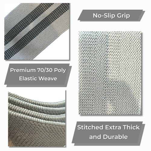 Homegrown Athletics Fabric Resistance Bands, Non-Slip Hip Circle Bands for Glute Workouts, Yoga, Set of 3 with mesh Carrying Bag. (Light, Medium, Heavy) (Black/Gray/Light Gray)