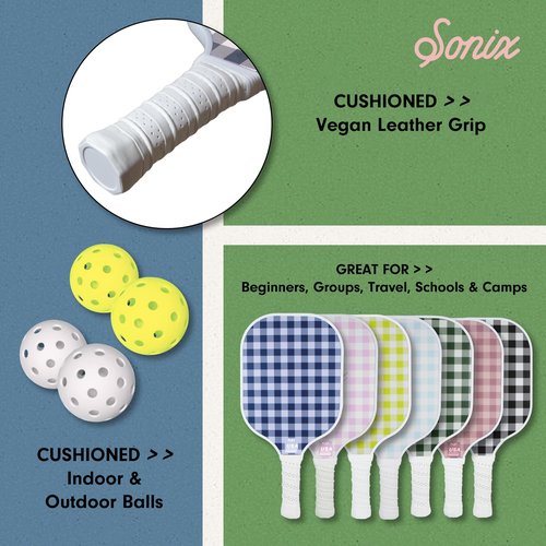 Sonix | USAPA Approved | Pickleball Paddles Set of 2 | Fiberglass Surface Pickle Ball Set with 2 Rackets, 4 Balls, & Bag | Cherry on Top