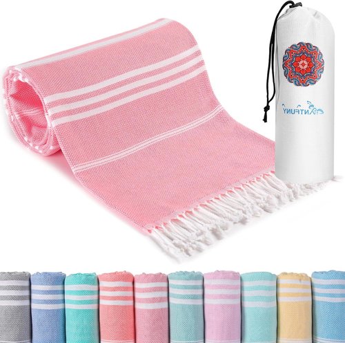 Antfuny Turkish Beach Towel - Extra Large Quick-Dry, Sand-Free, Soft & Absorbent | Lightweight & Compact