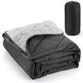 Aulock 55''W x 60''L Warm Outdoor Stadium Blanket Waterproof - Portable & Windproof Black Blanket with Sherpa Fleece Lining for Camping Winter Cold Weather