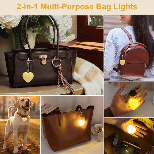 DSCVX Rechargeable Purse Light，2026 New Automatic Touch Sensoring Handbag Light, Upgraded Ultra Bright Bag Night Light, Mini Purse Lights for Women,Girls,Wife,Mother,Friends(1pcs)